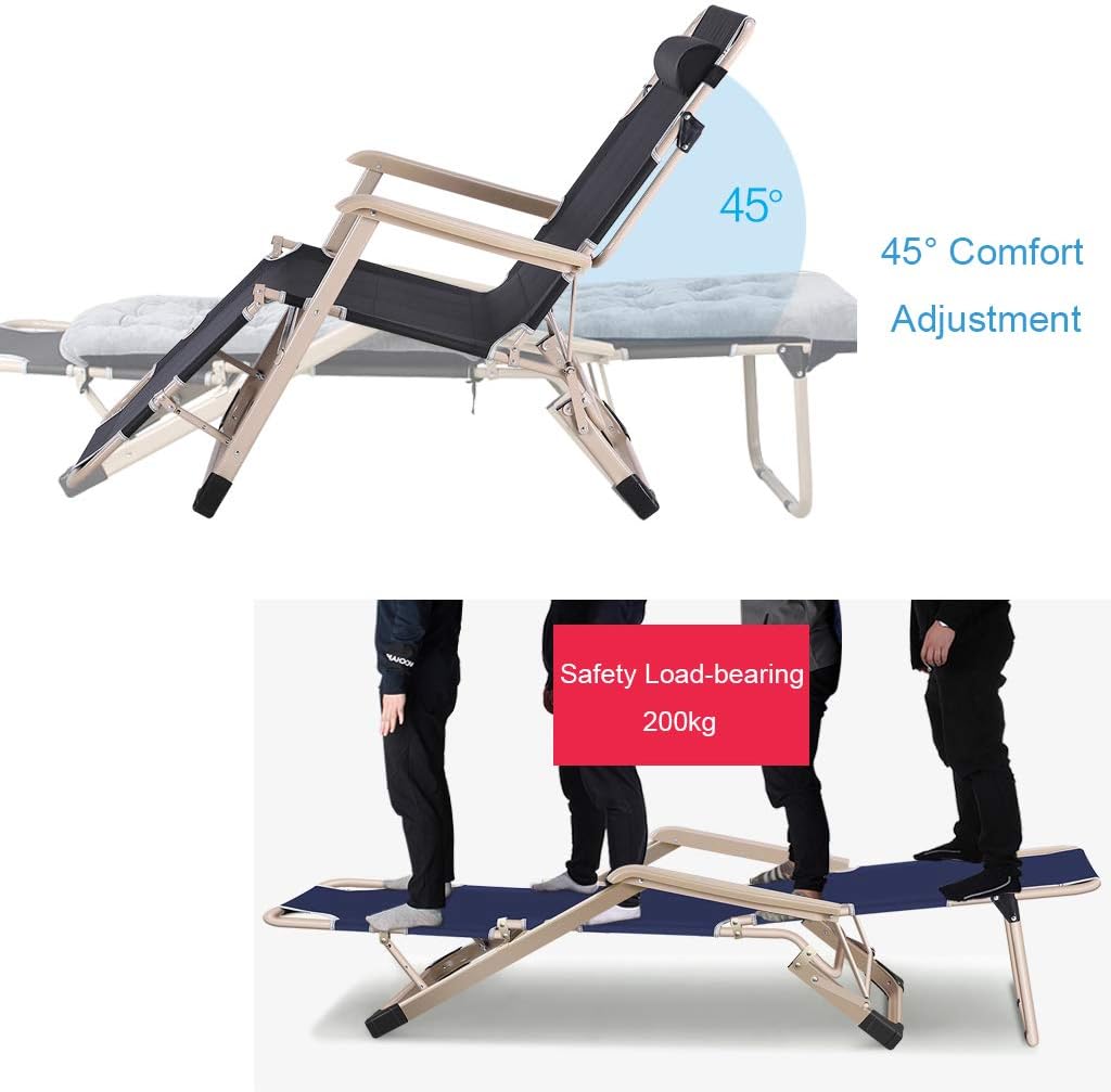 Sun Lounger Recliner Chairs| Outdoor Garden Relaxer Chair| Foldable Reclining Chair | Sunbed Zero Gravity Chairs with Cushion for Patio, Camping, Beach, Deck Max.200kg - Gray