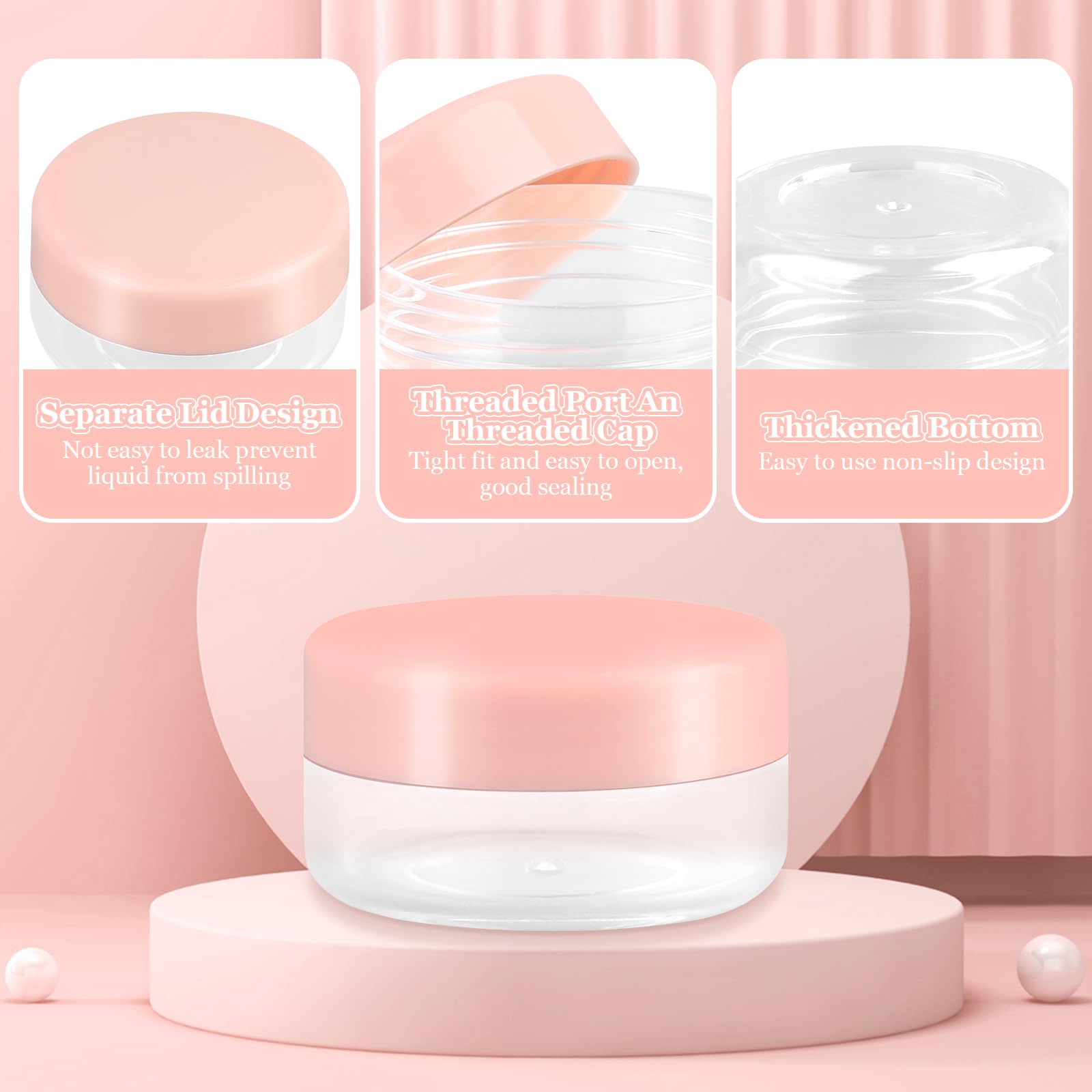 Pack of 40 Jars, 10 ml Plastic Sample Containers, Mini Transparent Empty Jar, Clear Jar, Empty Cosmetic Jar for Lotion Cream - Image 3