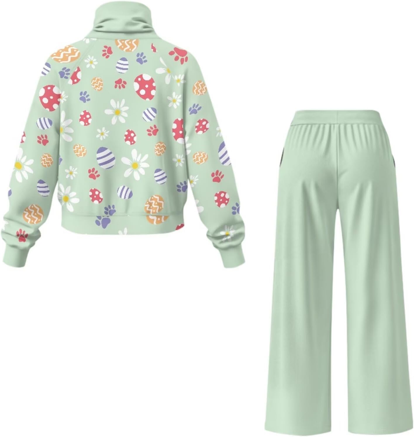 Womens Sweat Suits 2 Piece Set Lounge Sets for Women Wide Leg Pants High Neck Sweatshirt Tracksuit
