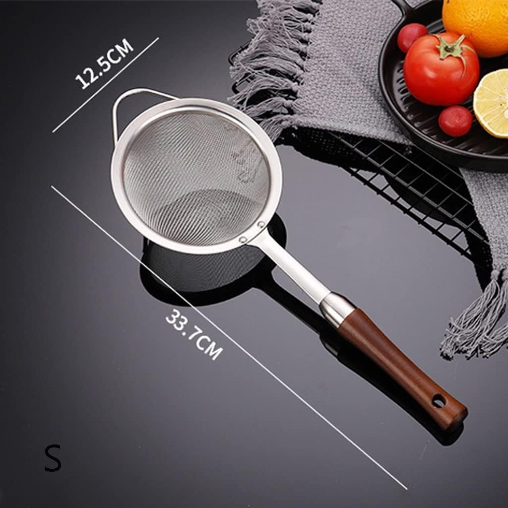 ENGENDER Strainer with Handle Cooking Skimmer Stainless Steel Spoon Long Handle with Wide Resting Ear Design with Solid Color Sturdy and 1 Wider Hook(Large)
