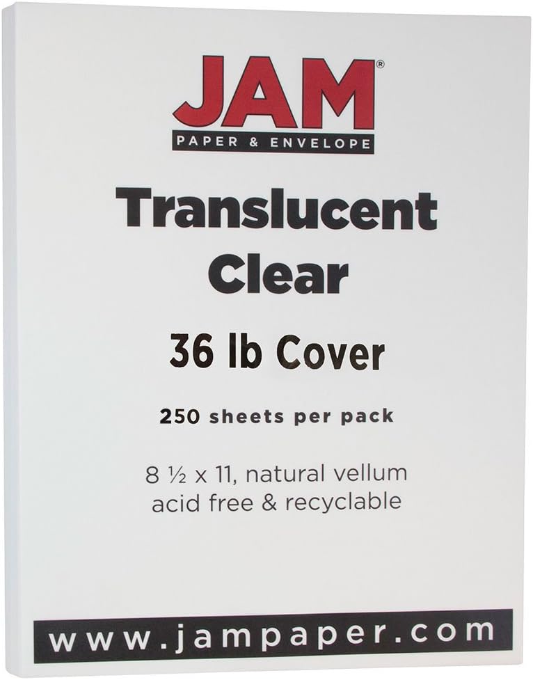 JAM PAPER Translucent Vellum 36lb Cardstock 8.5 x 11