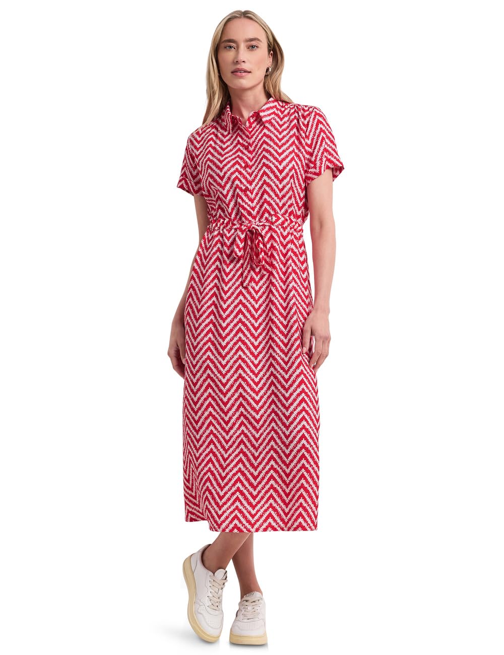 Street One Midi Dress with Zigzag Pattern Salsa Red 46