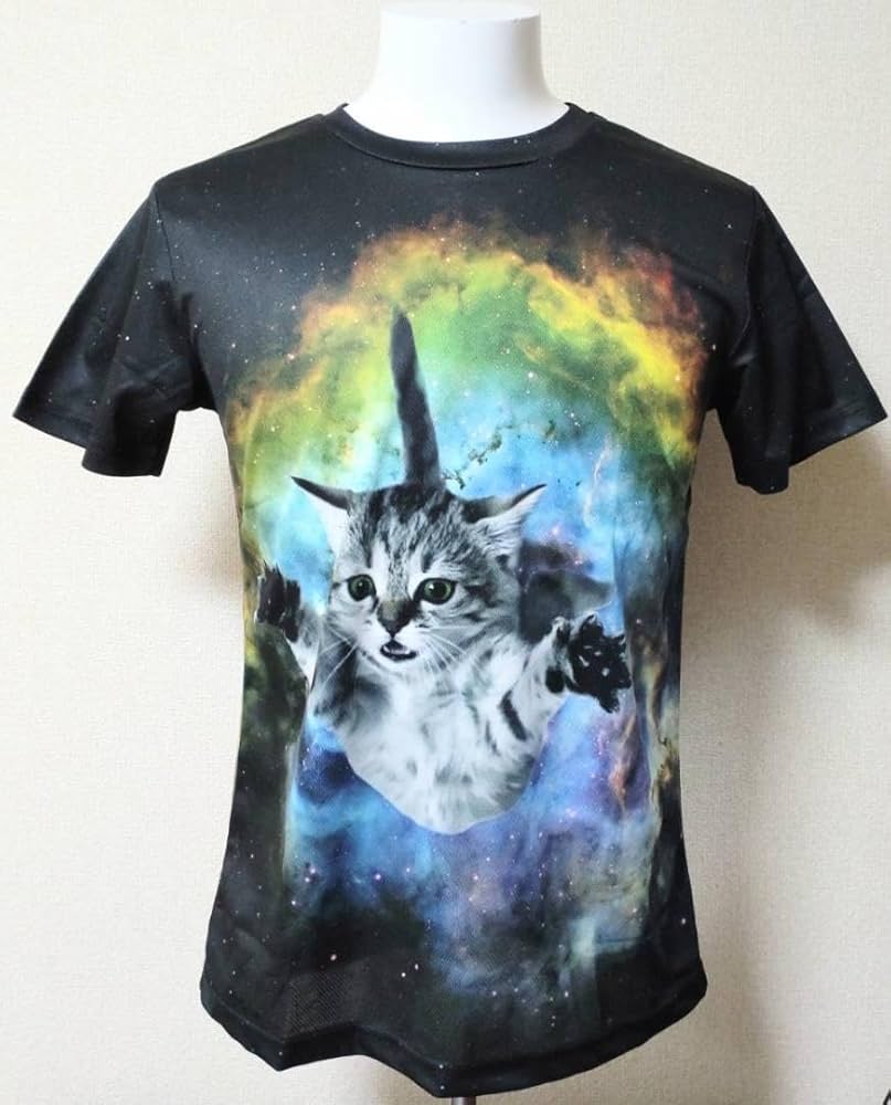 Amazon.co.jp: Mサイズ宇宙の猫 Tシャツ スペースキャット ネコ ねこ
