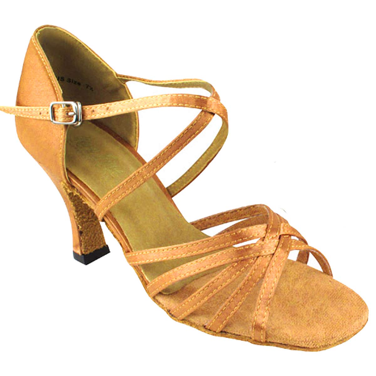 Women's Ballroom Dance Shoes Tango Wedding Salsa Dance Shoes Brown Satin 1613EB Comfortable - Very Fine 2.5
