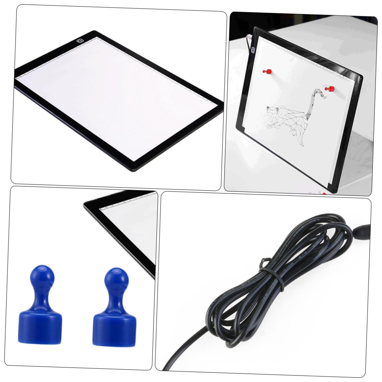 Cabilock Table Lumineuse A4 LED de Traçage Surface Acrylique, Faible Consommation, Aimantée 2 Aimants, pour Dessin et Embossage Artistique