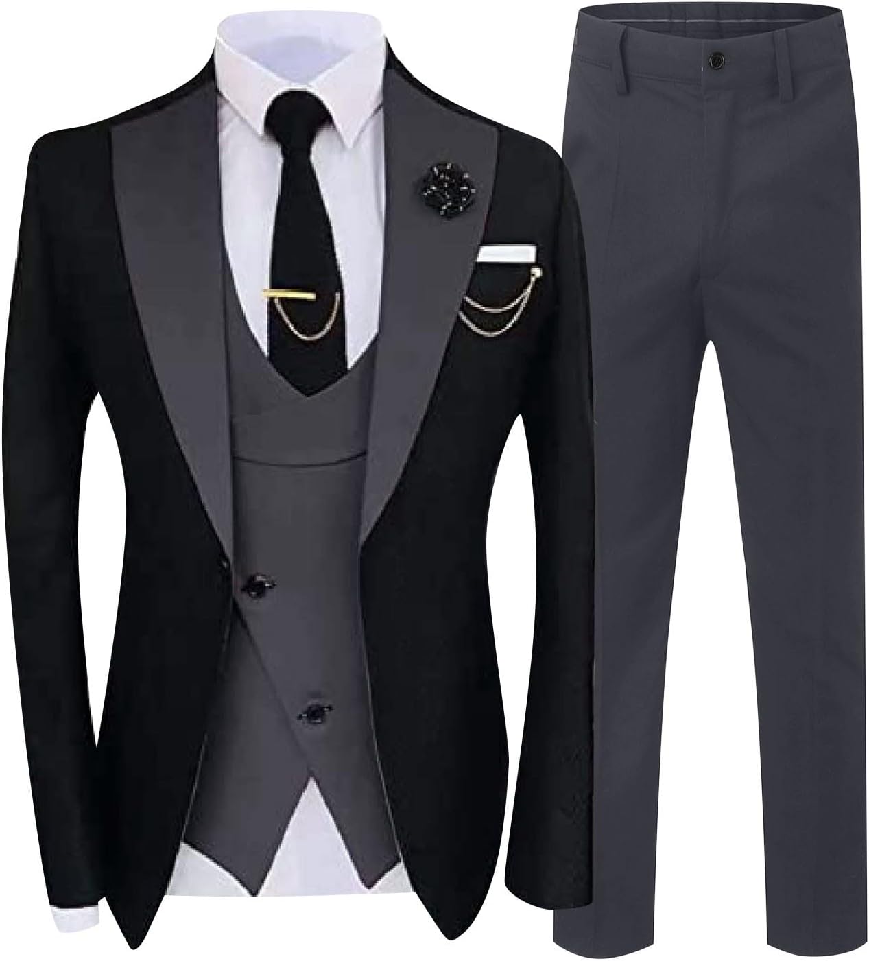 Mens 3 Piece Sets Slim Fit Business Banquet Dress Groomsmen Suits Grooms Wedding Jacket Vest and Pant Outfits
