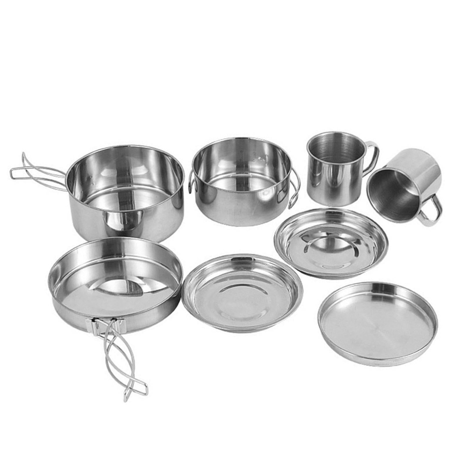 Couteau Randonnée Kit 8 Pièces Cuisine Camping Acier Inoxydable - Portable Et Complet Casseroles Camping Empilables