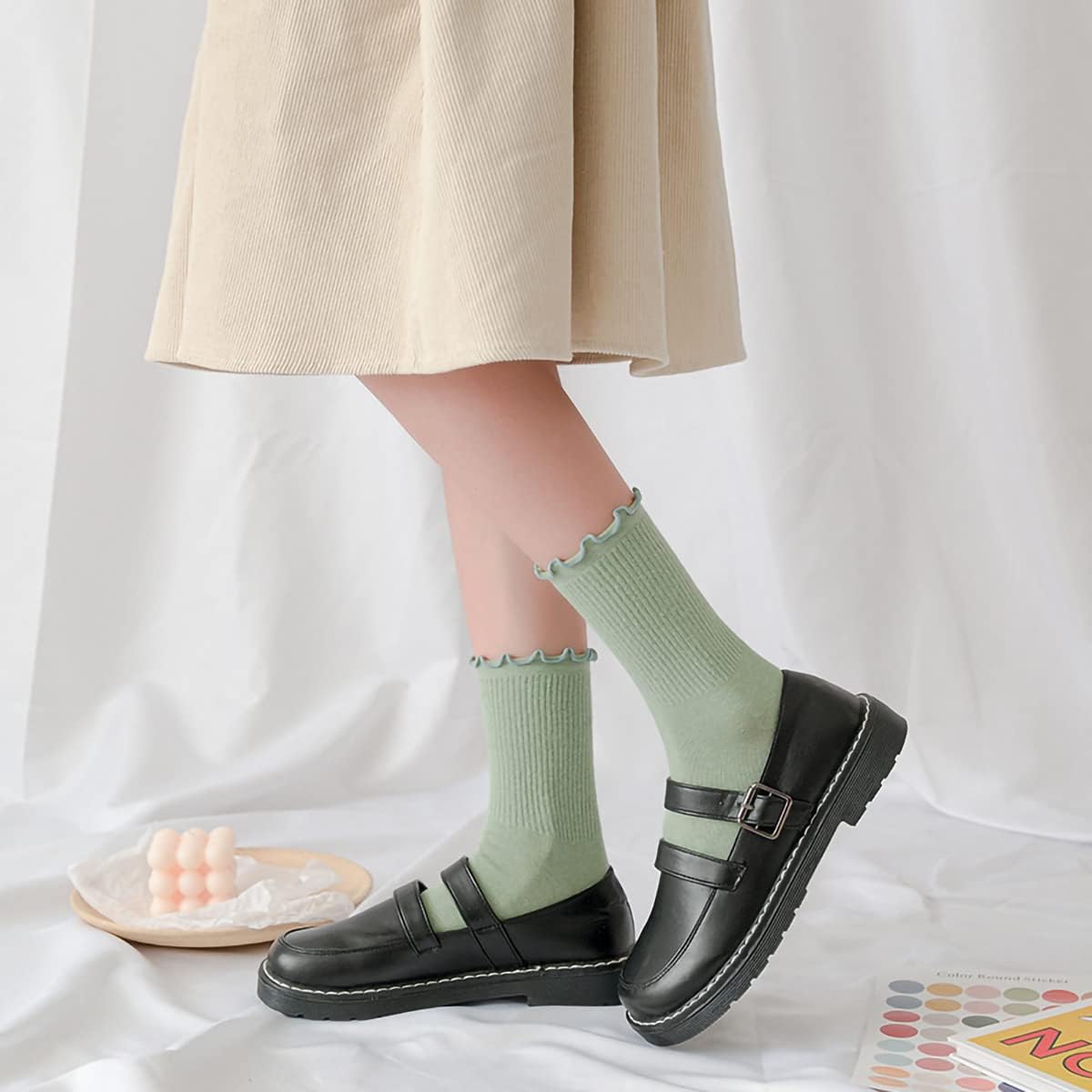 GuaziV Women's Ruffle Socks, Womens Fun Novelty Crew Colorful Fashion Casual Socks - Image 3