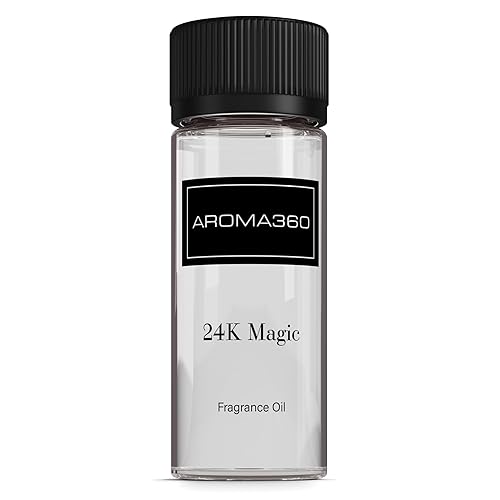 Aroma360-24K Magic Fragrance Oil Blend 50ML | Hotel Inspired Luxury Essential Oil Diffusers | Aromatherapy Scent Diffuser Oil | Citrus Beginning of Bergamot, Lemon & Lemongrass with Notes of Jasmine - 24K Magic - 1.69 Fl Oz (Pack of 1)