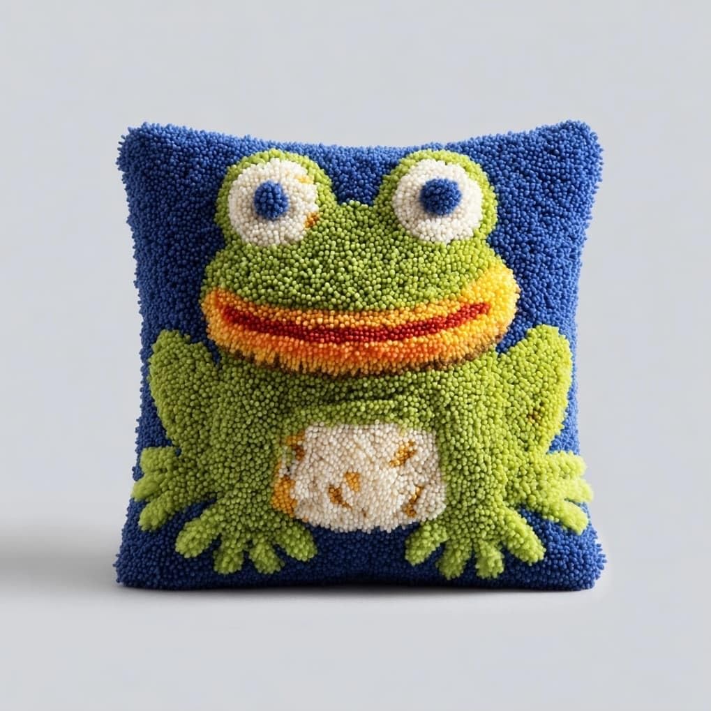 AxiangziK DIY Latch Hook Pillow Kits for Adults,Cartoon Frog