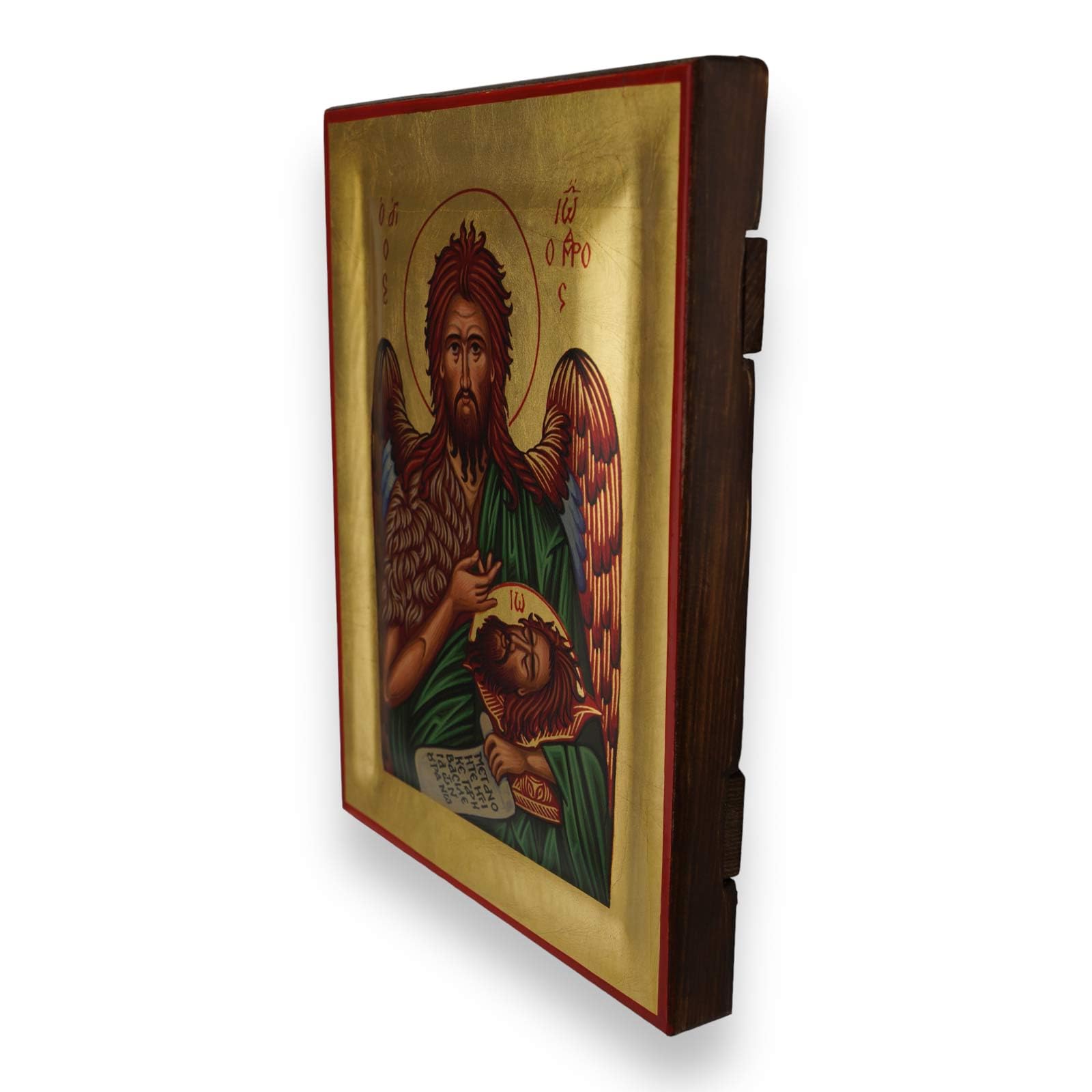BlessedMart Johannes der Täufer-Ikone – hochwertige griechisch-orthodoxe byzantinische Ikone, handgefertigt auf natürlichem Massivholz, fertig als Geschenk – Lieferung in einer Box