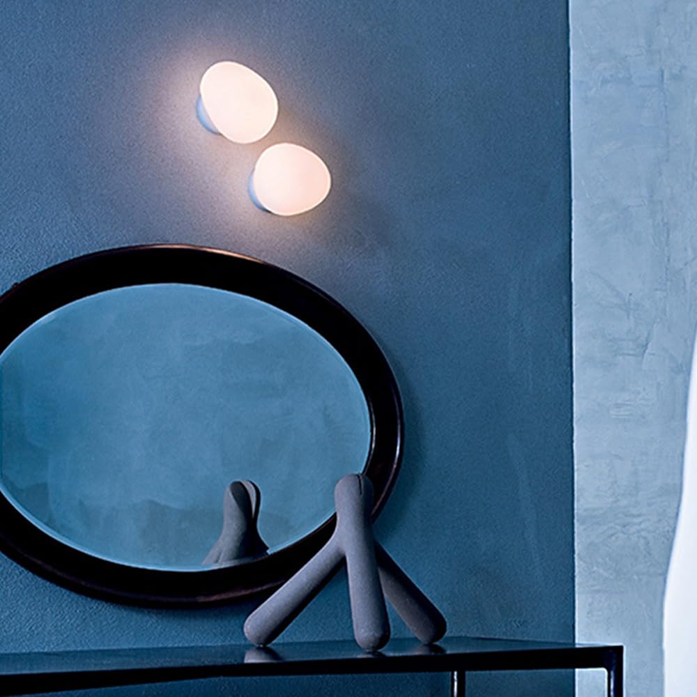 Mjsdjof White Glass Wall Lighting Sconce Indoor Art Decoration Wall Mount Light Oval Design - Mid Century Modern Wall Lamp for Bedroom Living Dining Room Corridor Stairwell, G9 Base