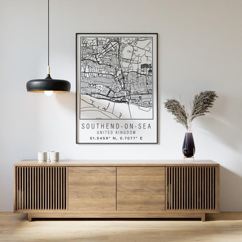 Southend on Sea England City Street Map Print Southend on Sea Wall Art Home deco Poster A5   Inspirador Motivacional Arte de la pared Vida diaria Cita alentadoras frases cortas famosas palabras inspi