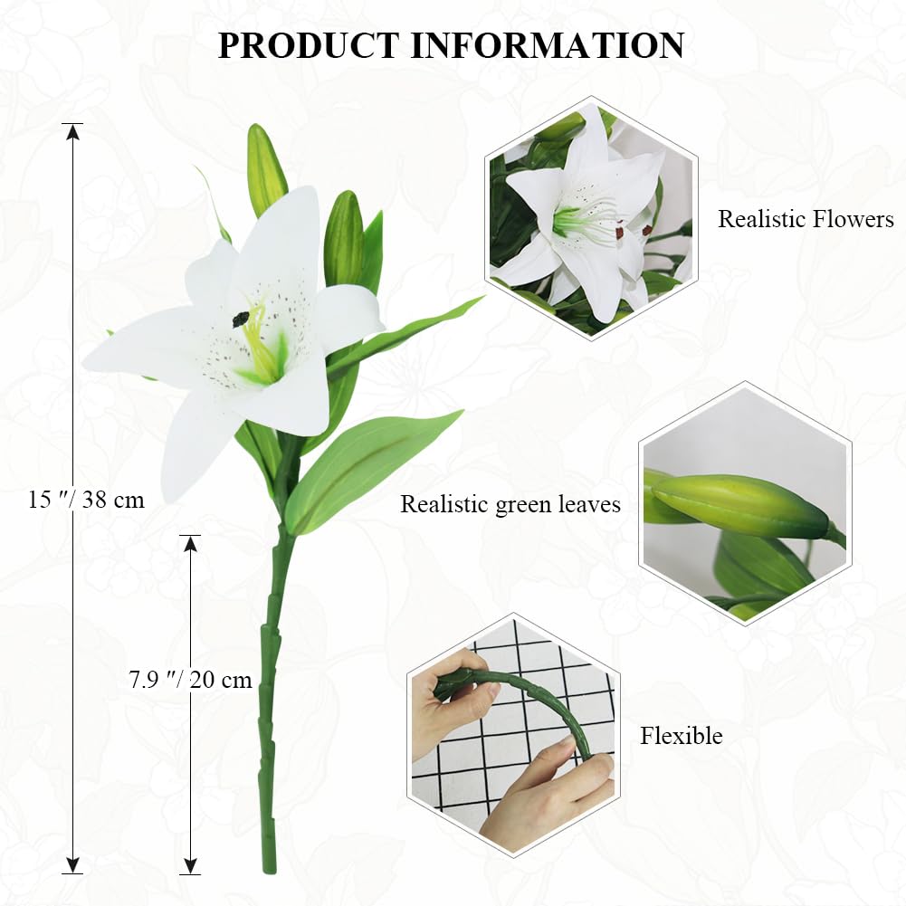 Olrla 20pcs White Artificial Lily Flowers - Image 3