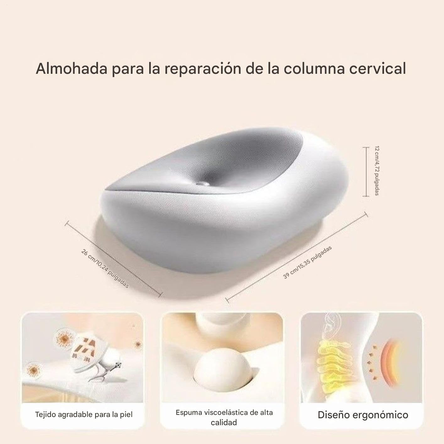 Genérico Almohada Cervical De Cuello para Dormir Transpirables Ortopédicos | Almohada De Cama Ergonómica Viscoelástica Para Hombro Cojín Cama Unisex Abajo Hogar Viaje