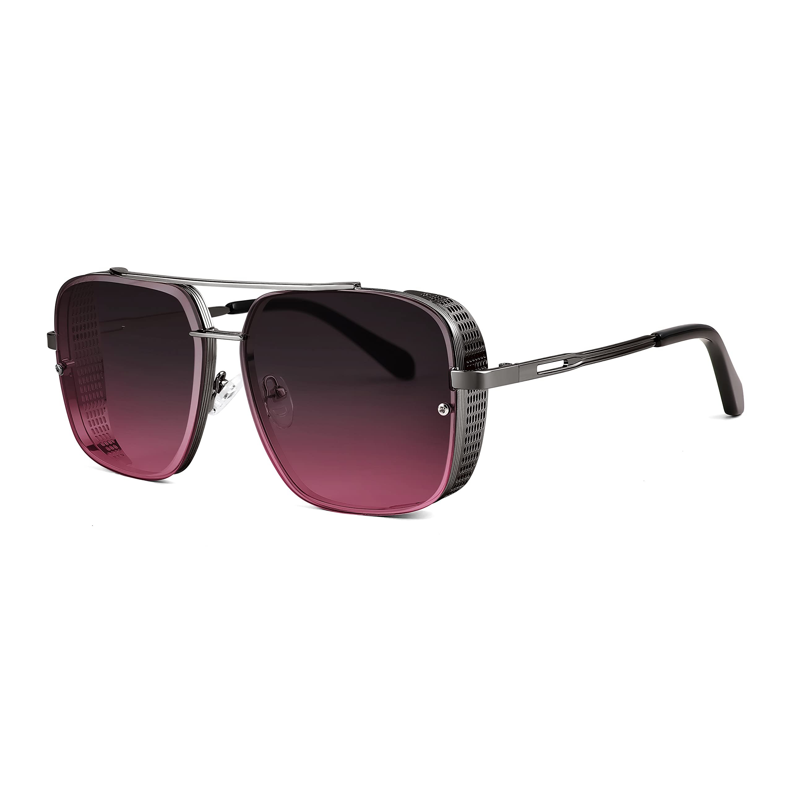 FEISEDY Sunglasses Mens Women Vintage Pilot Square Trendy Metal Steampunk Fishing Driving Sun Glasses B2894