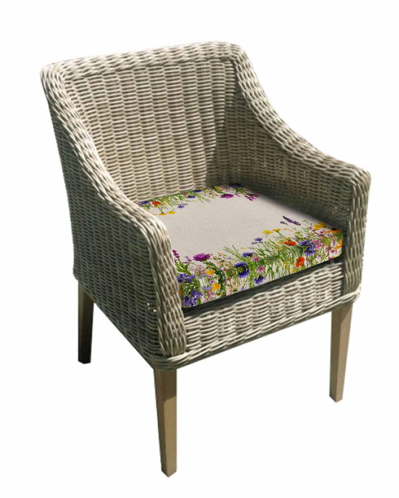 2 Pack Spring Purple Floral Waterproof Cushion Covers with Ties, Outdoor Patio Chaise Lounge Chair Seat Cushion Slip Covers Replacement(Only Cover) Farmhouse Green Botanical 20