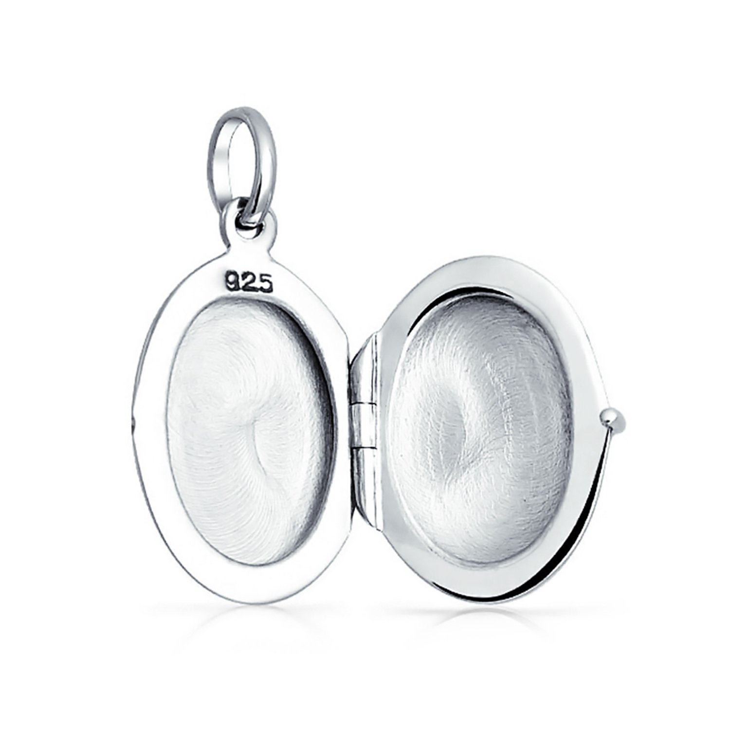 Bling Jewelry Pendentif Collier Médaillon Photo Personnalisé En Argent .925 Simple Dôme Ovale Cercle Traditionnel Souvenir Pour Femmes Adolescents Contient Des Photos Petites Moyennes Grandes