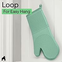 Vista 9 de GORILLA GRIP - Juego de guantes de horno de silicona suave sin BPA, guantes de cocina resistentes al calor e impermeables, forro de algodón grueso