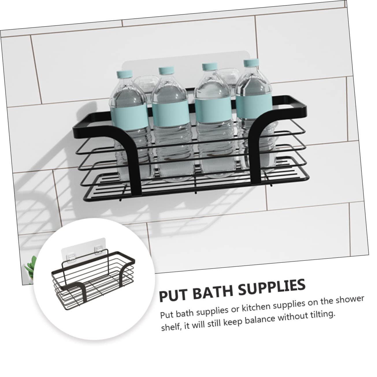 Anneome Estante de Ducha Adhesivo Negro de Acero Inoxidable 304 sin Taladro