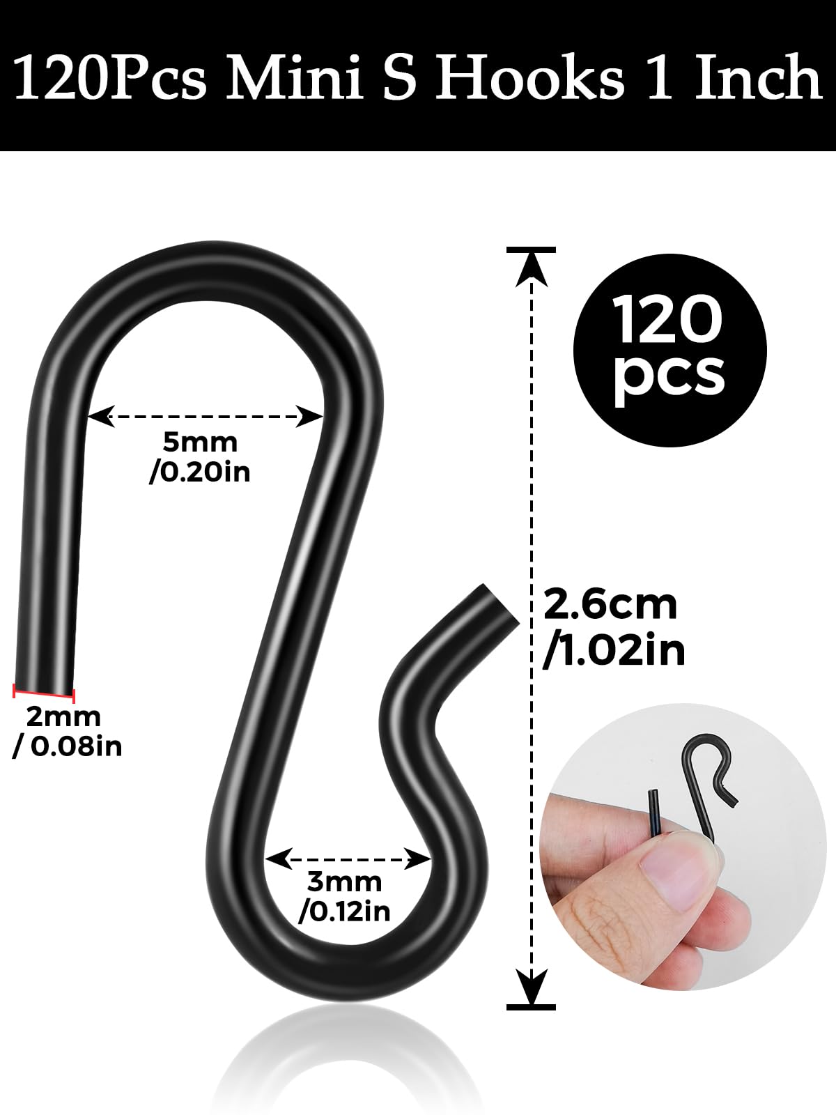 300 Mini Ganci A S Neri Da 1,4 Cm In Metallo, Per Gioielli, Decorazioni Natalizie, Etichette E Craft - 2