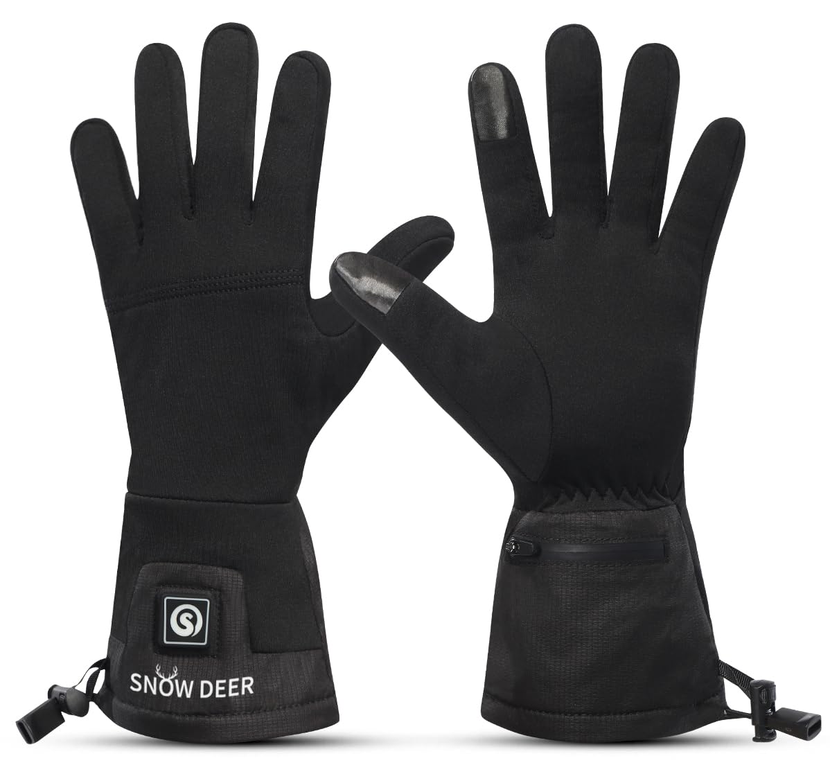 SNOW DEER Heated Gloves Liners for Women Men, Rechargeable Battery Electric Ladies Thin Inner Glove, Touchscreen, for Skiing Hiking Ski Riding