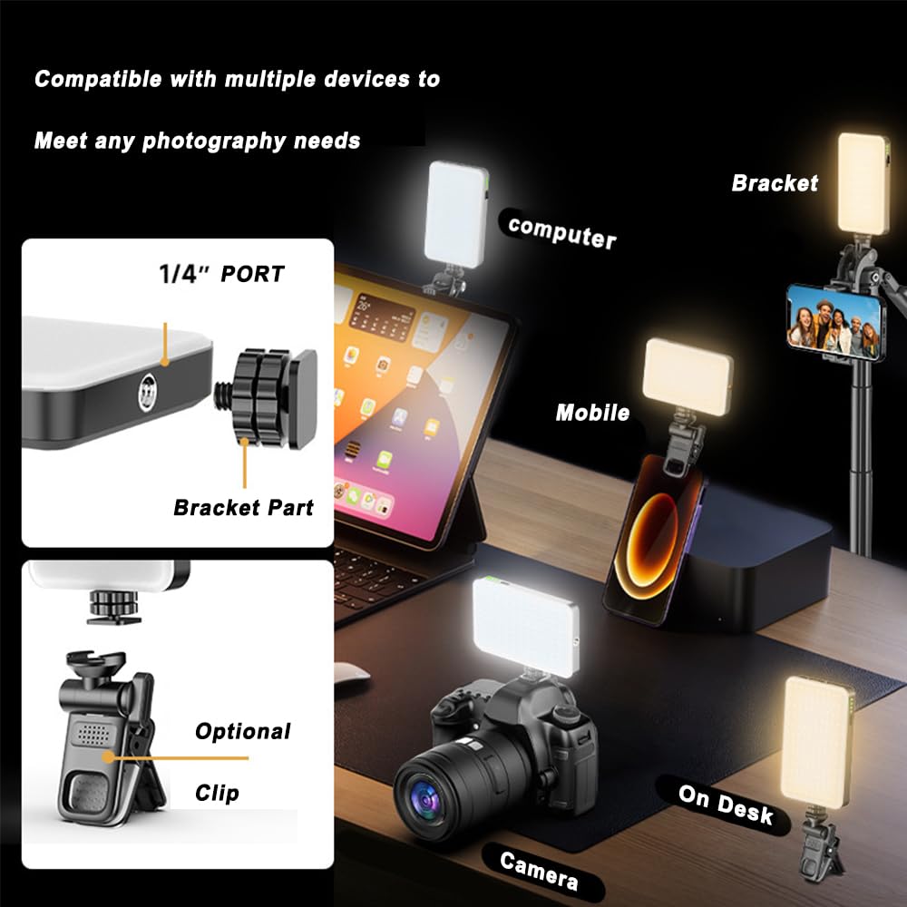 120 LED Selfie Light, 5000Mah Rechargeable Clip Phone Light, Adjusted 3...