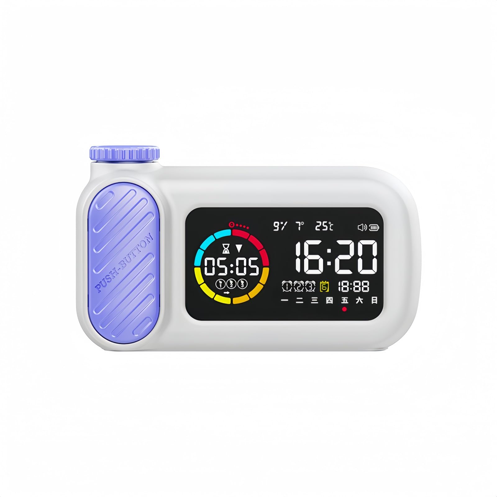 Reloj Despertador con Temporizador Visual de diseño Creativo, gestor de Tiempo Inteligente con Cuenta Regresiva, autodisciplina, Regalo Ideal para Amigos. (Morado)