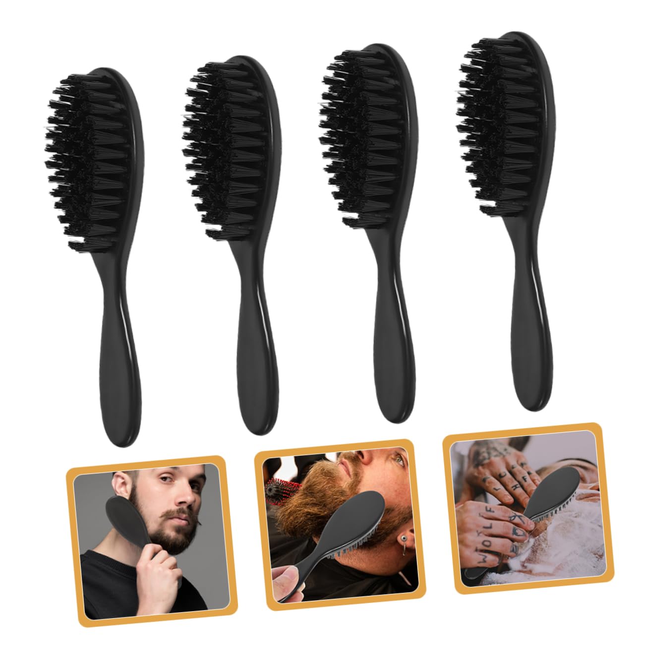 LIFKOME 8pcs Beard Brush Shaving Straight Men Hair Barber Shaving Brush for Cleaning Brush Shave Brush Beard Care Brush Beard Grooming Brush Bristle Brush Nylon Black