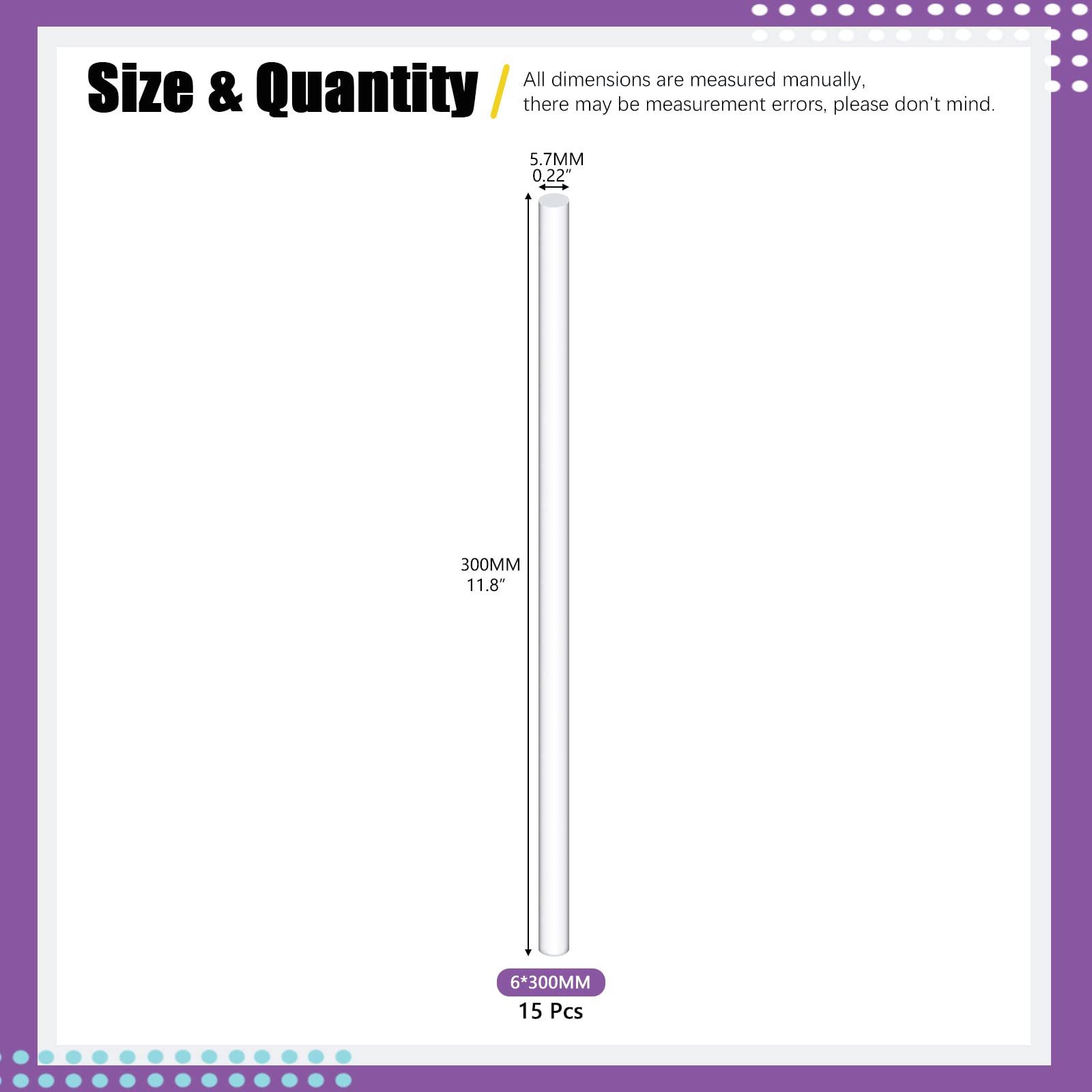 Acrylic Dowel Rods - 15 Pack, 6mm Diameter -2 Acrylic Dowel Rods - 15 Pack, 6mm Diameter -2