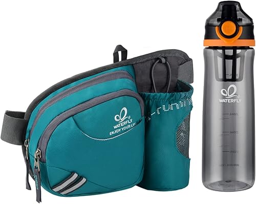 Waterfly - Cangurera de senderismo con soporte para botella de agua para hombres y mujeres, para correr y pasear al perro, para iPhone 8 Plus,