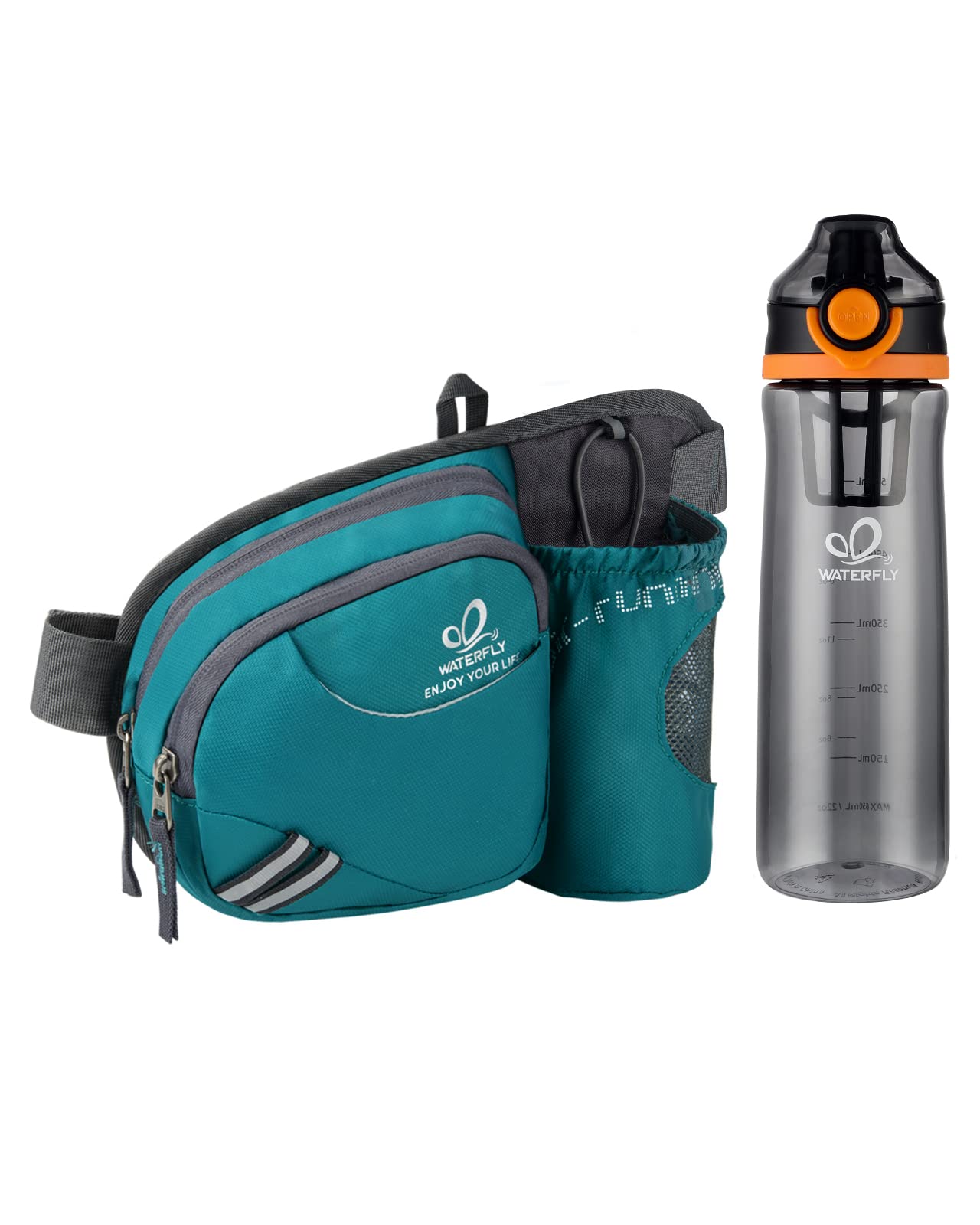 WATERFLY Fanny Pack Waist Bag: Waist Pack for Women Men with Water Bottle Holder Hiking Fanny Pack for Running Walking DogWalking Travel Cycling