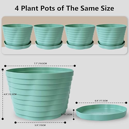 Miniatura 5 de Macetas para macetas de interior, macetas decorativas de 7.7 pulgadas con agujeros de drenaje, paquete de 4 macetas para todas las flores de jardín