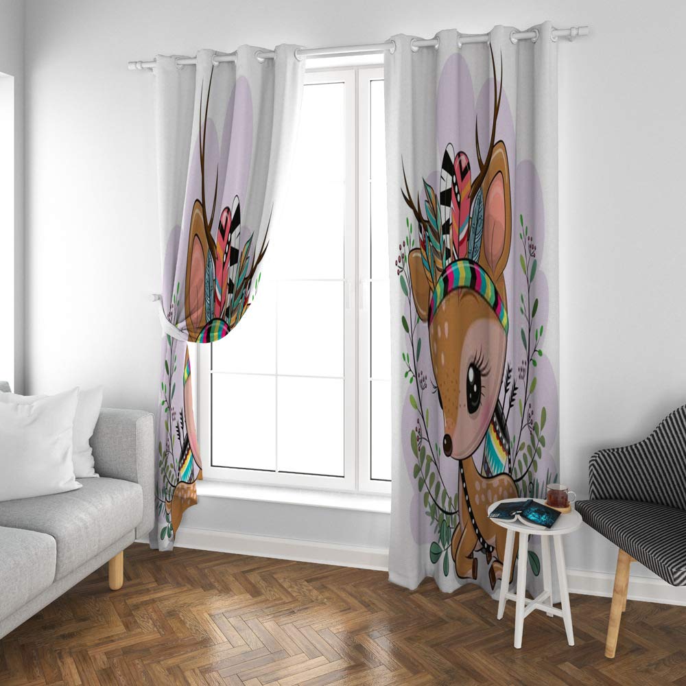 Rideaux occultants pour chambre à coucher violette à motif plumes