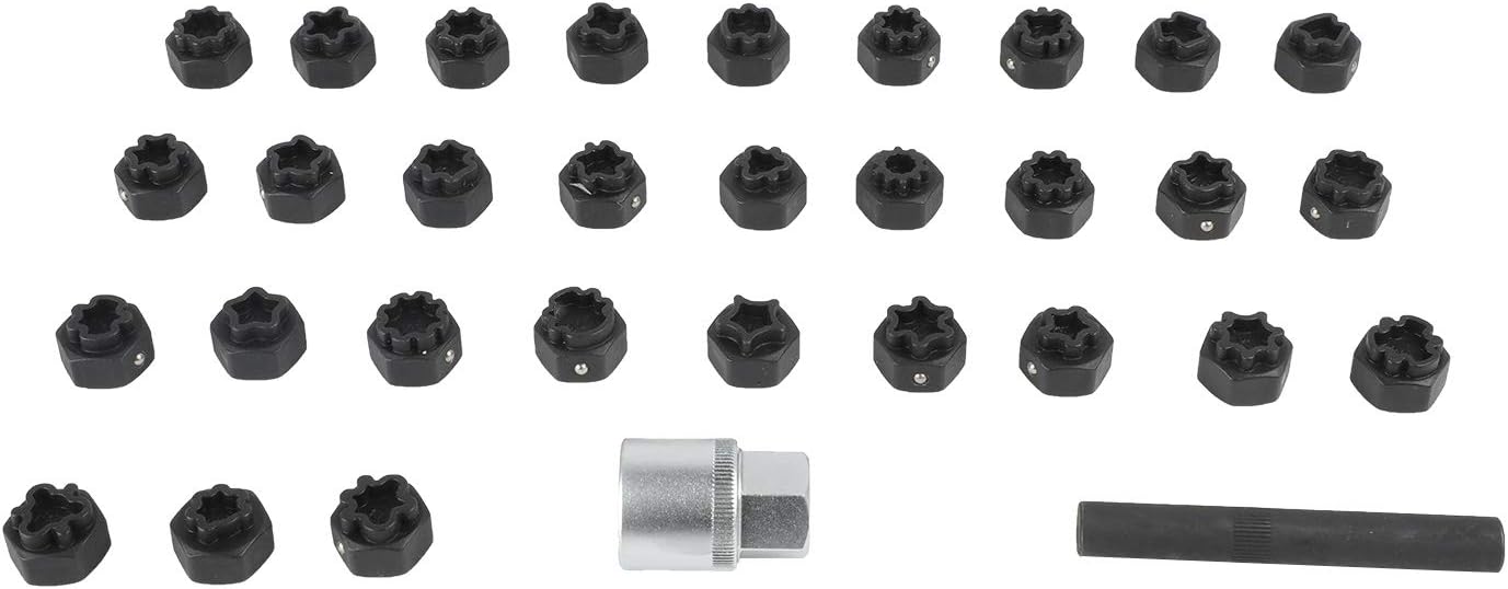 Creative Product BELEY 32pcs Wheel Lock Lug Nuts Removal Set, Automotive Wheel Anti-Theft Screws Remover Socket Keys Remover Kit for Mercedes Benz