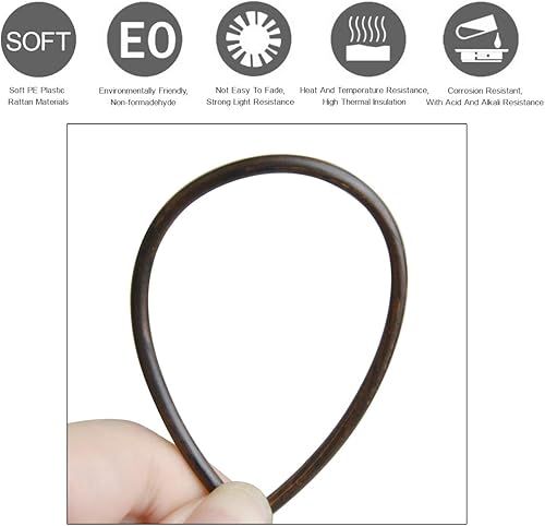 Miniatura 10 de Queenbox Material de tejido de ratán sintético de 17.64 oz (229.7 ft), 0.118 in de ancho, ratán de plástico redondo sólido de polietileno para