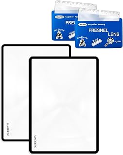 MAGDEPO Magnifying Sheet 2 Pack 3X PVC Page Magnifier B6 Size with 2 Card Size Magnifier Lens and Card Covers, Good for Reading Small Patterns, Maps, Manue, Can Labels, and Books
