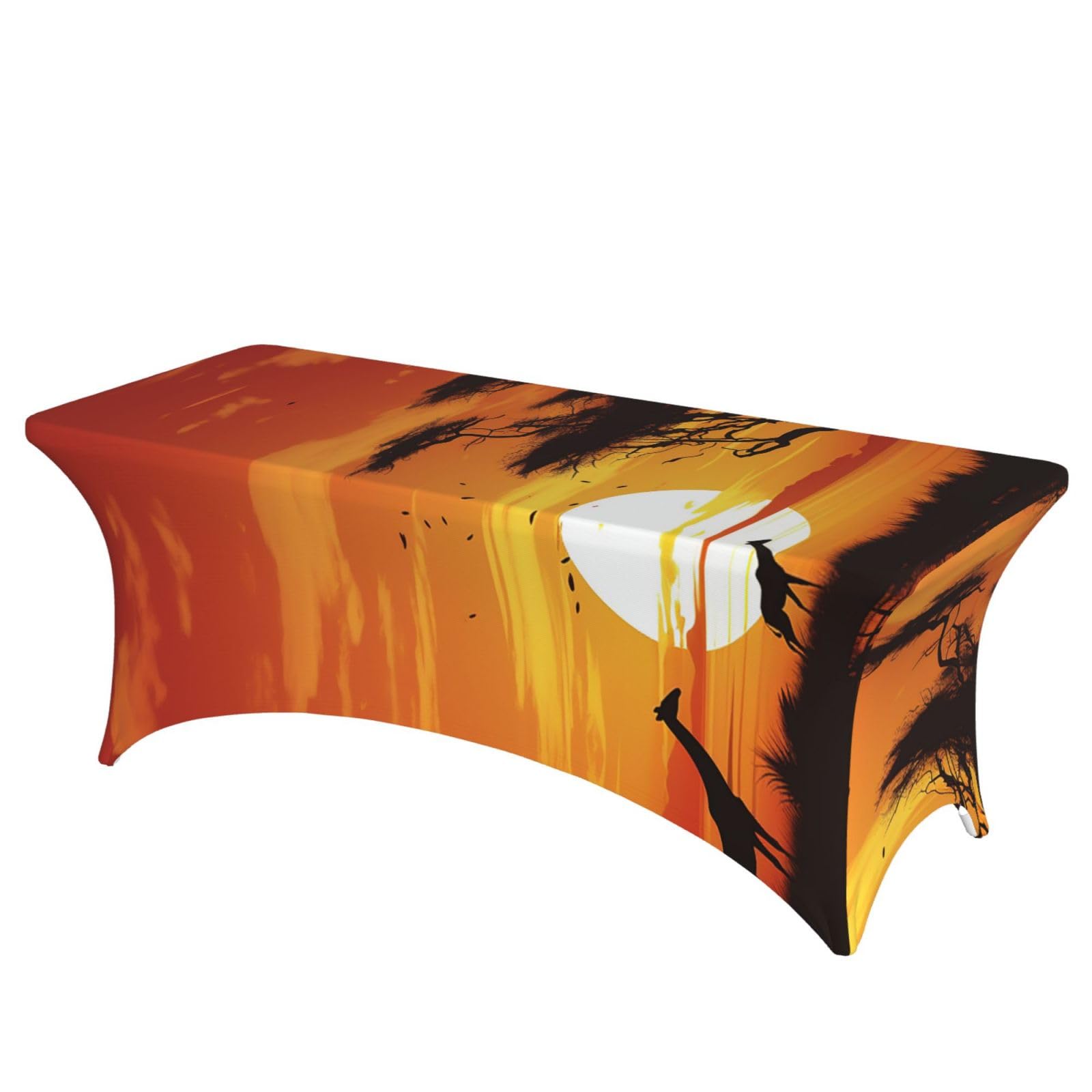 DWVTSLH 6FT Spandex Table Covers for Rectangle Tables, Wrinkle Resistant Stretch Tablecloths, Ultimate Fitted Funny African Sunset Table Cloth for Party, Wedding, Banquet