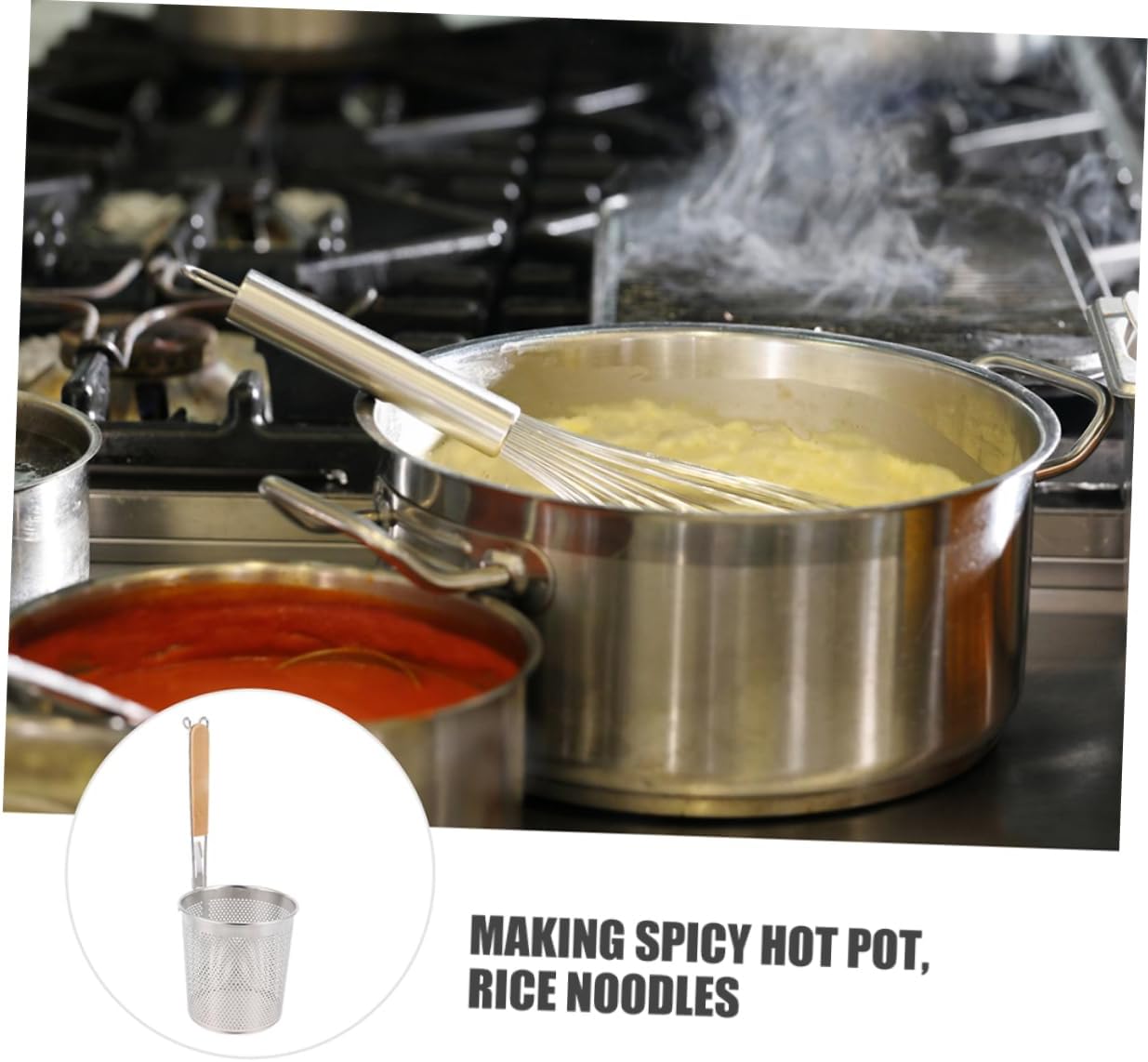 Unomor Multi-use Noodle Scoop Strainer 2-piece Stainless Steel Cooking Utensil for Pasta Rice