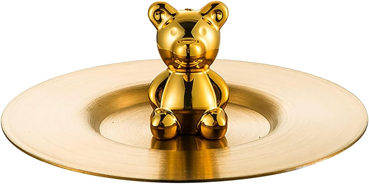 4.13in Stainless Steel Bear Mug Lid, Dust Proof Sealed Stainless Steel Bear Cup Cover, Rounded Gold Creative Bear Mug Cover for Glasses, Ceramic Cups