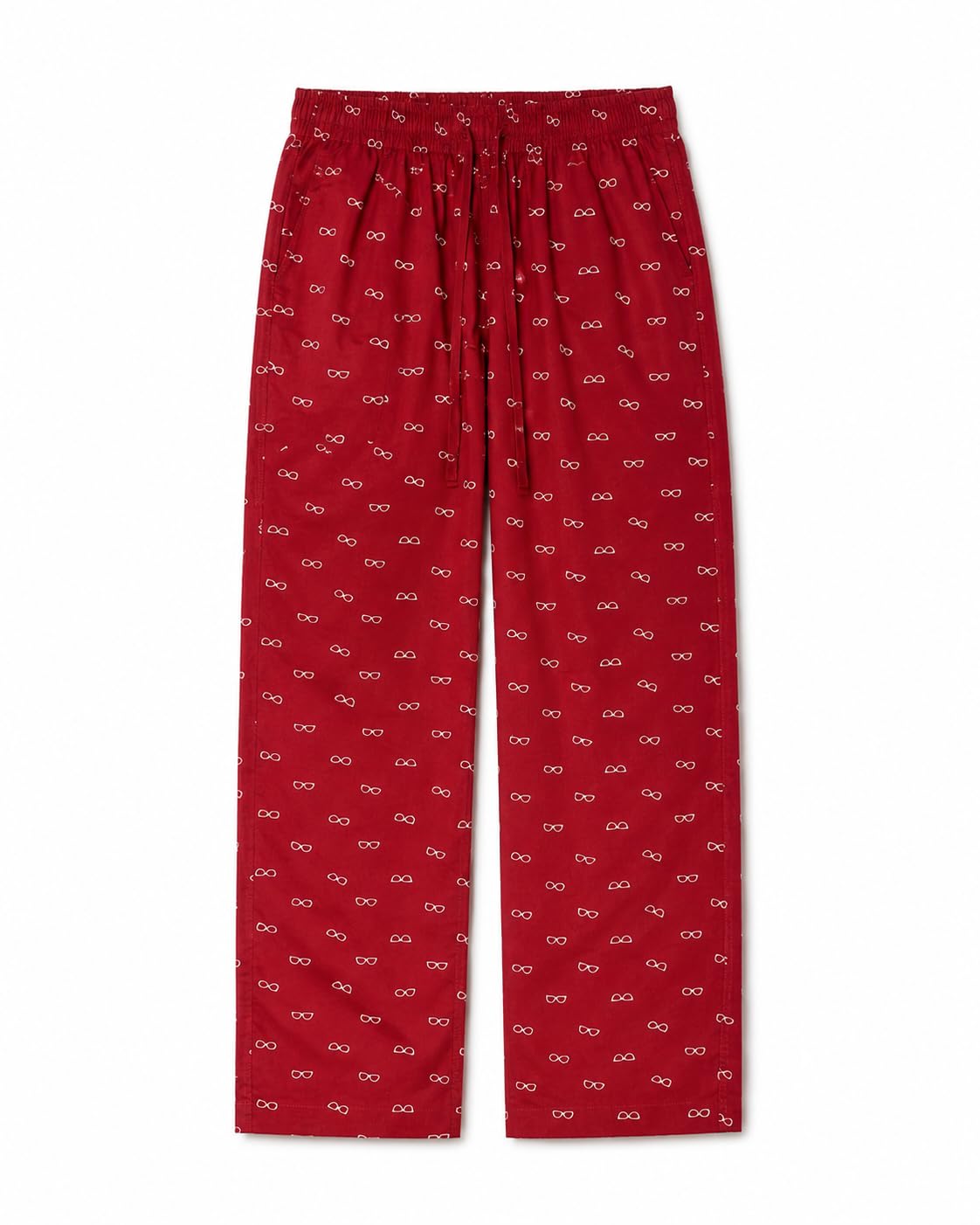 Red Eyeglass Print Cotton Pajama Pants-image-32