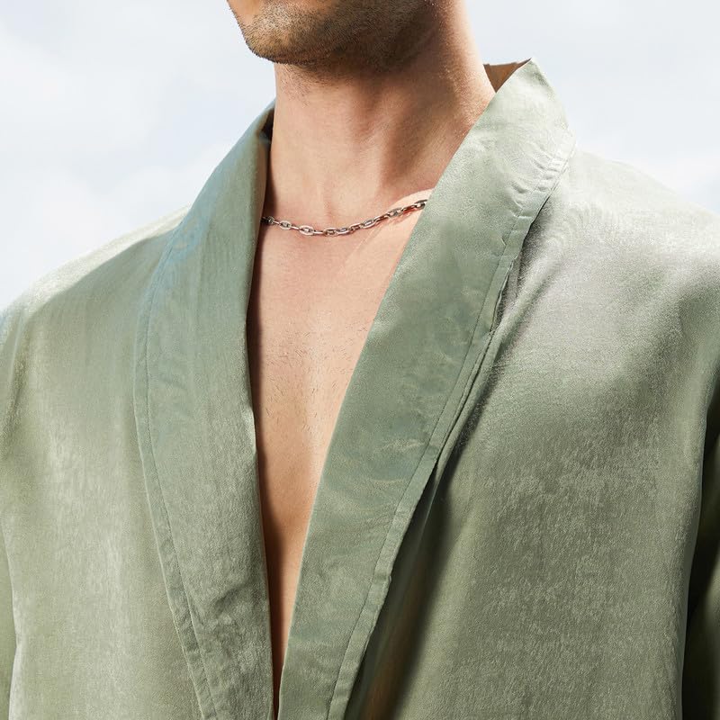 Image of CAHOOT Men's Olive Shirt Casual Wear | Shawl Collar | Long Sleeve | Button Closure | Shirt Crafted with Comfort Fit for Everyday Wear