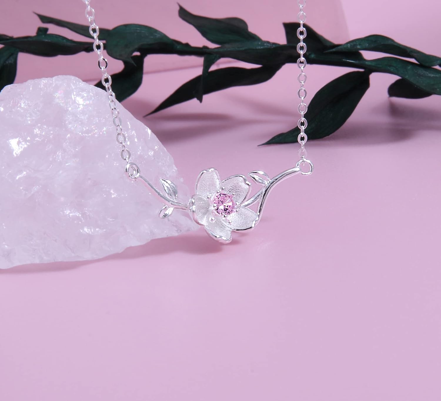 Helen de Lete Women's Sakura Flower On the Tree 925 Sterling Silver Necklace-B - Image 5