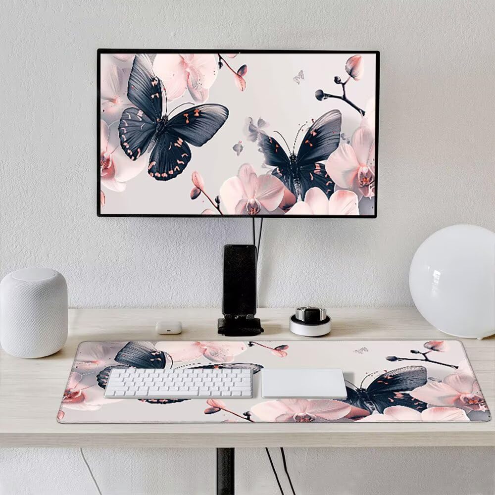 Duża podkładka pod mysz do gier XXL 1200 x 600 x 3 mm z zszytymi krawędziami, trwała antypoślizgowa podstawa z naturalnej gumy, zmywalna podkładka pod klawiaturę, nadaje się do gier, domu biura