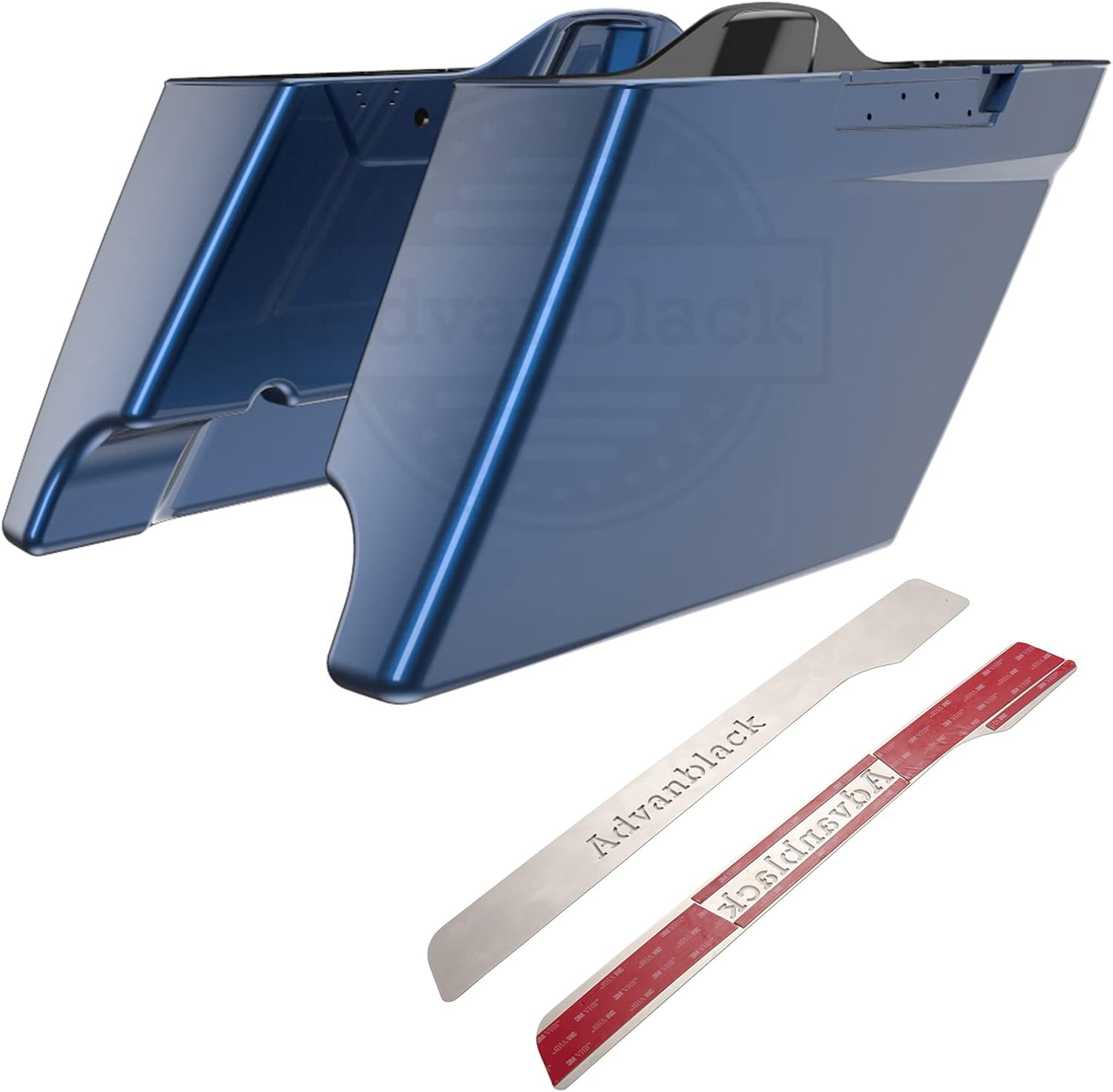 Advanblack Big Blue Pearl 4.5 inch Extended Stretched Saddlebags with Skid Plates