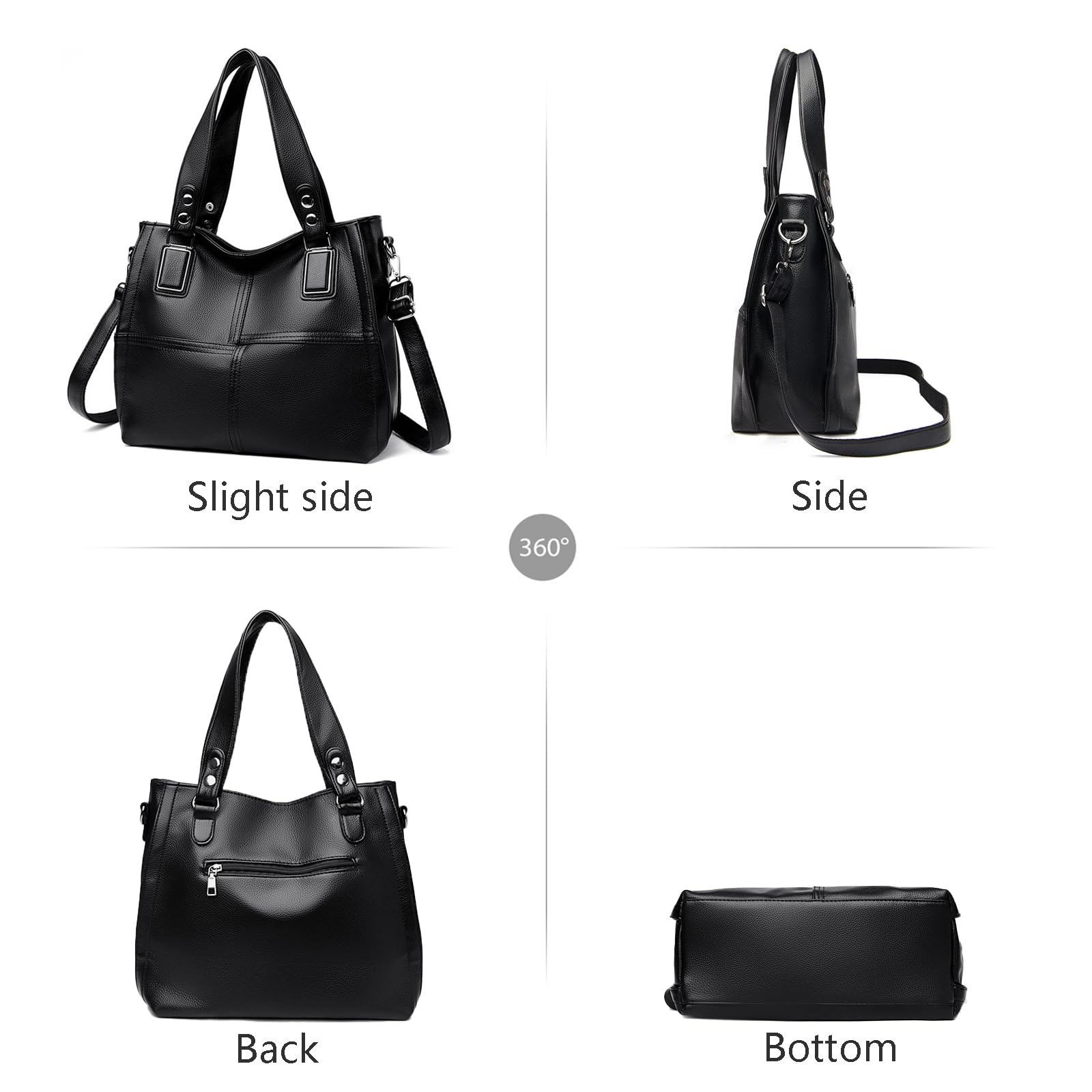 Donna Borse a Mano PU pelle Grande capacità Borsa a Spalla Hobo Multifunzionale Borsa a tracolla