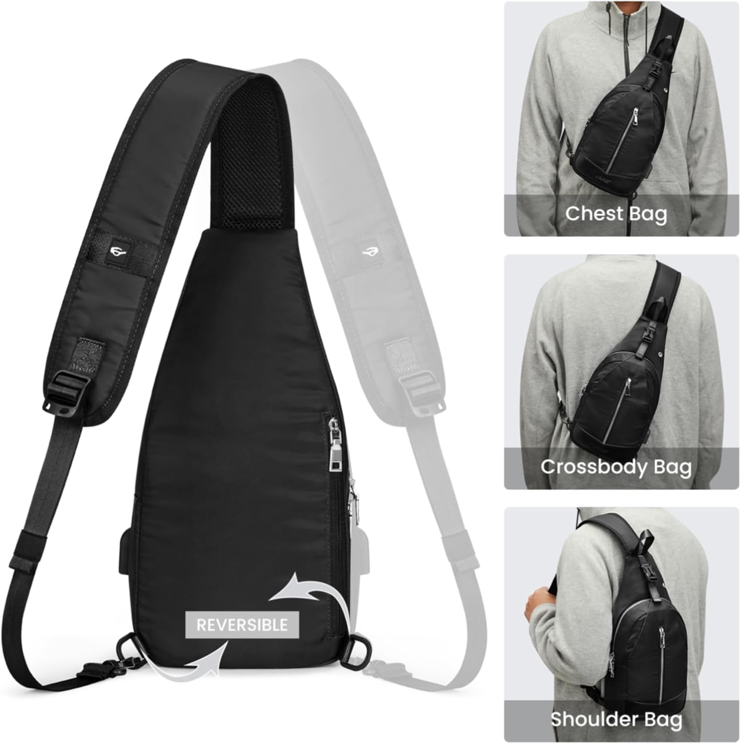 G4Free Sling Bag RFID Blocking Crossbody Sling Backpack Small Shoulder Chest Bag Daypack with Earphone Hole Men Women Hiking - Image 6