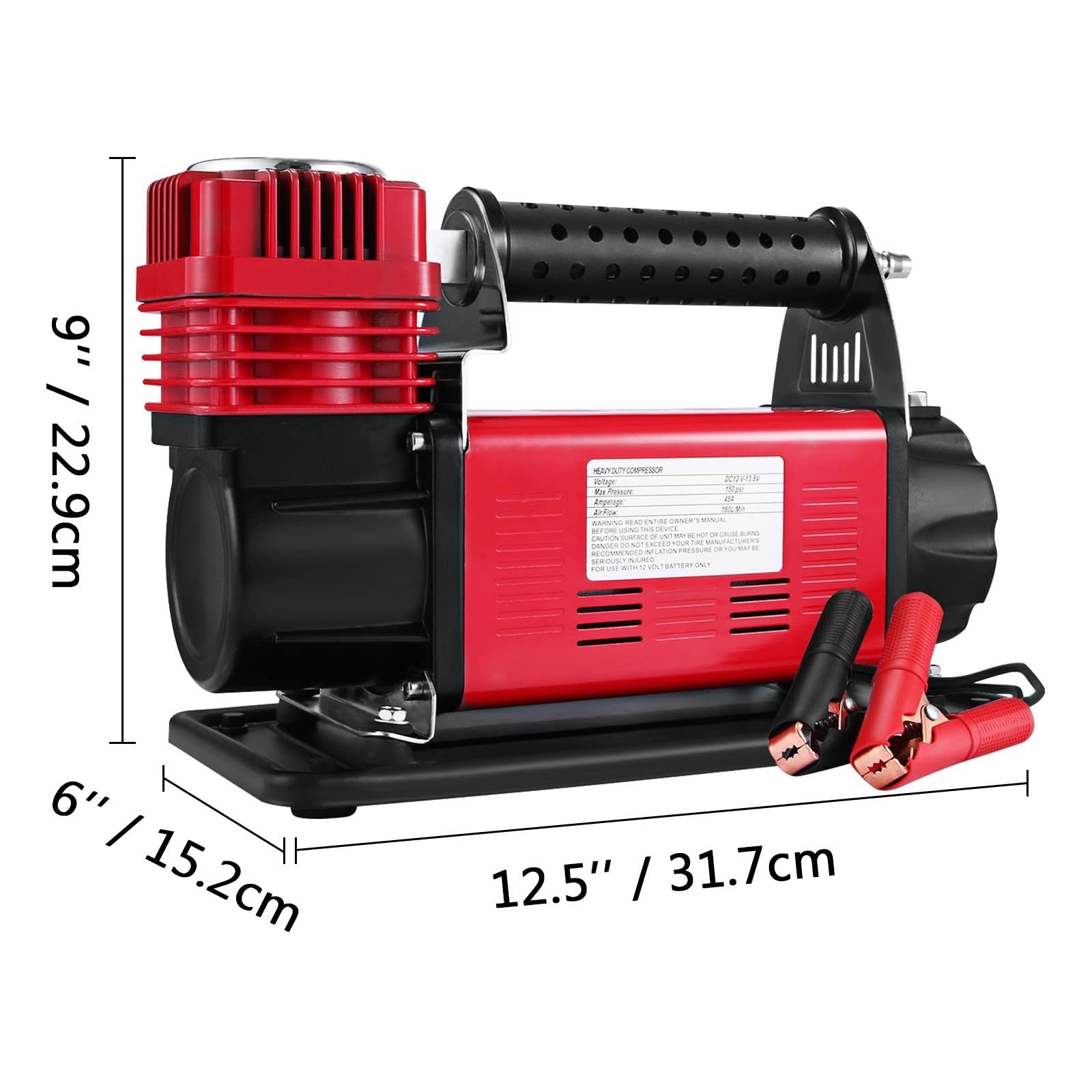 Compressore d'aria portatile 12V Pompa di aria for pneumatici Gonfiatore for auto 160L / M 150 PSI Gonfiaggio automatico monostadio for SUV, camper, biciclette