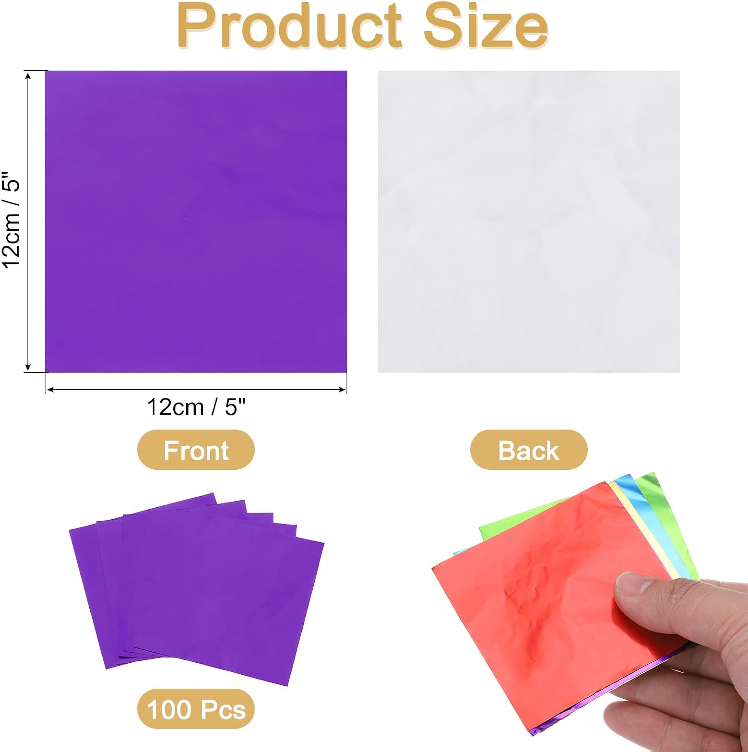MECCANIXITY 5 Inch Purple Foil Candy Wrappers 100Pcs Aluminum Foil Glossy Chocolate Foil Wrappers Square for Caramel Candies Decoration