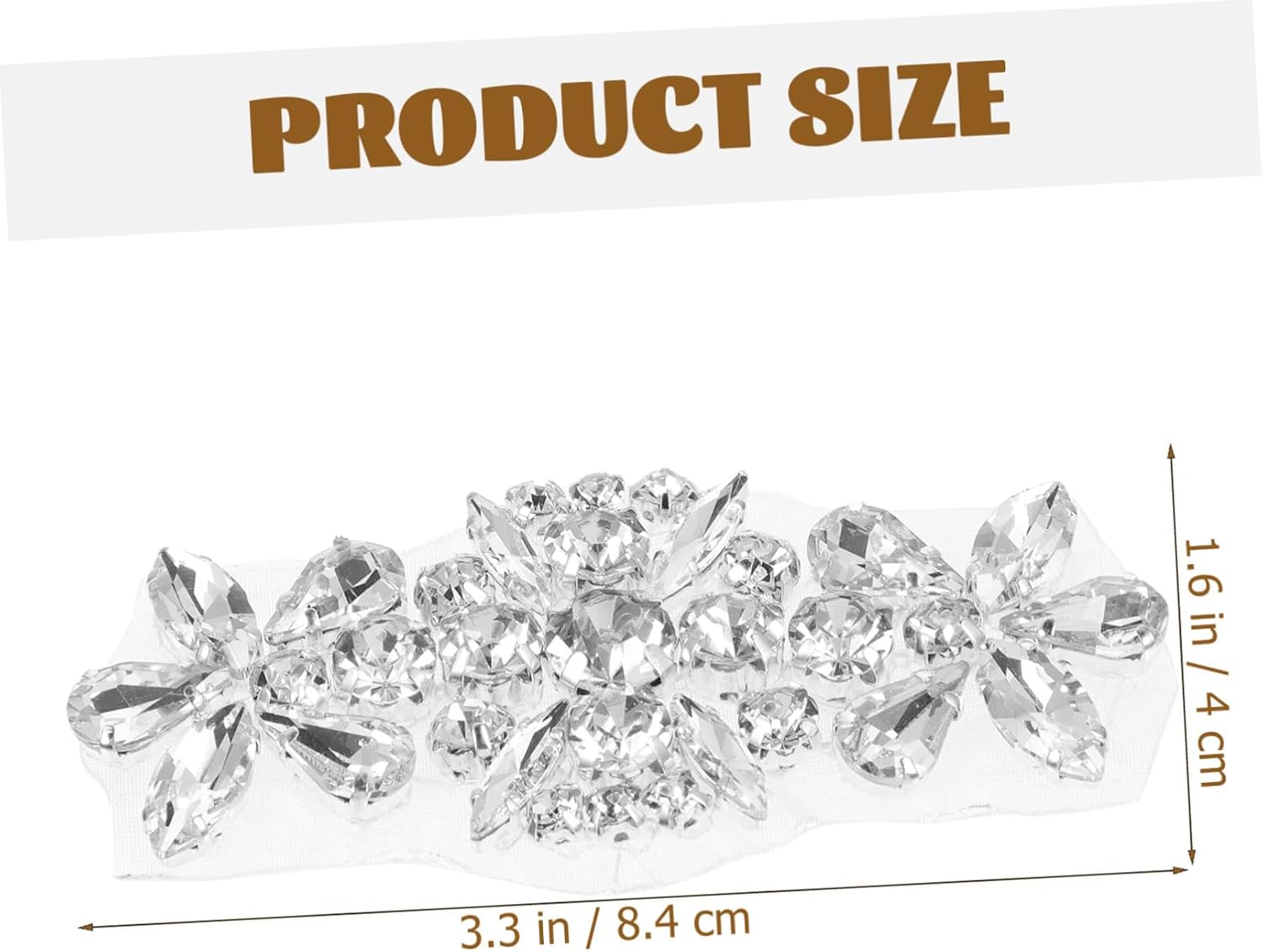 Dress Belt Rhinestone Applique Silver Iron on Patch